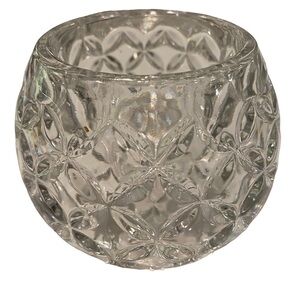 Vintage Clear Glass Reversible Large Fairy Lamp Diamond Cut Design Candle Holder